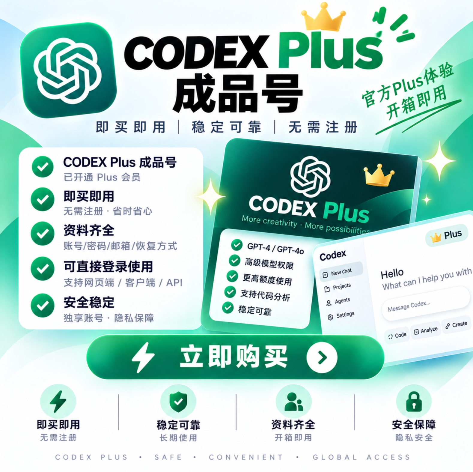 Codex Plus 成品号【正价产品】质保订阅