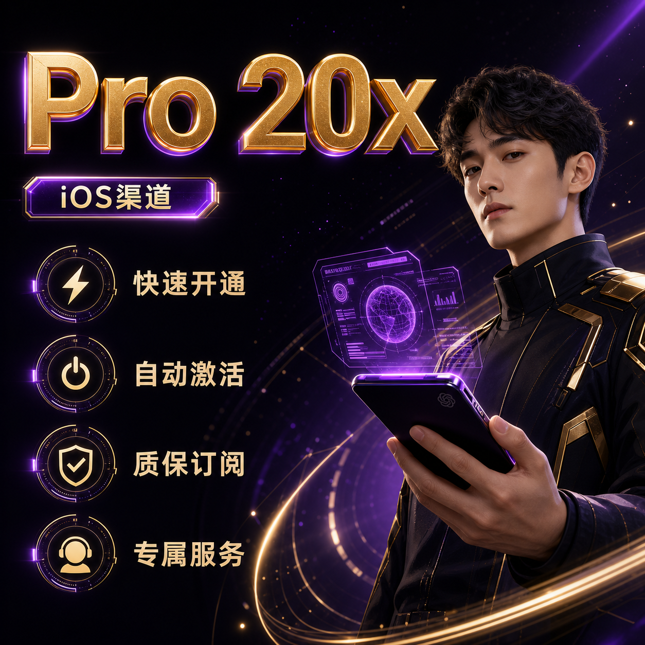 人工发货 - IOS【质保订阅】 Pro 20x 订阅 官方充值 免排队 秒充(5-10分钟到账)商品图片