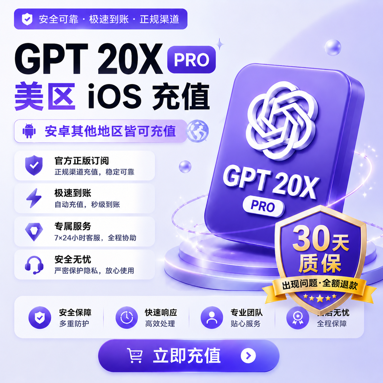 GPT 20X PRO 美区ios【质保、安卓可充】（可覆盖可续费）商品图片