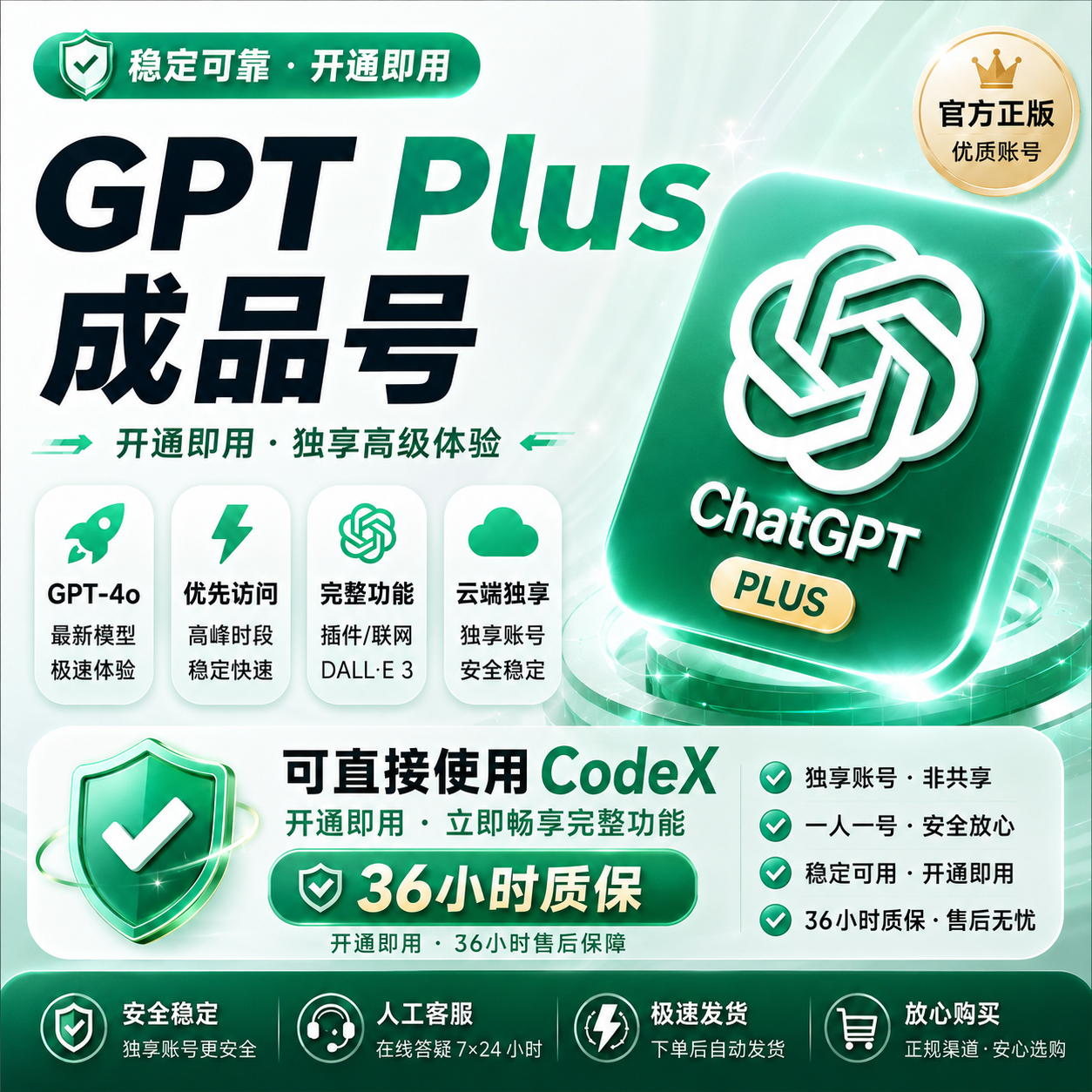 gpt plus成品号可用codex（24小时质保已接码）商品图片