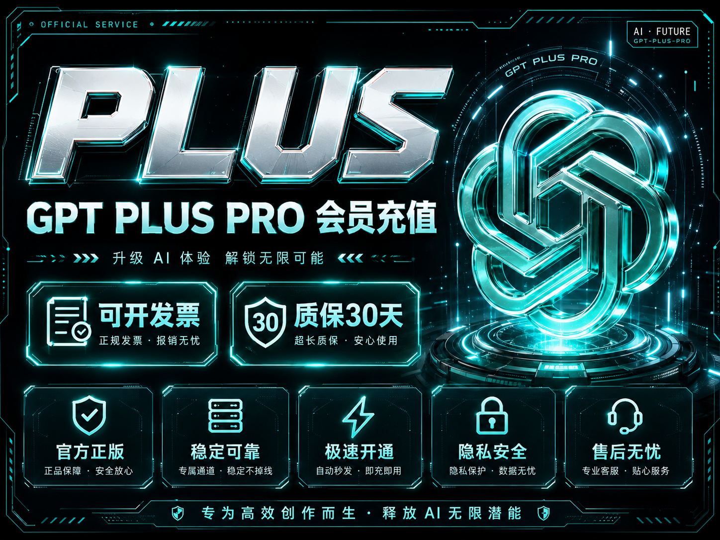 【质保订阅封号】Gpt PLUS独享成品号 全程双质保30天 日区渠道缩略图