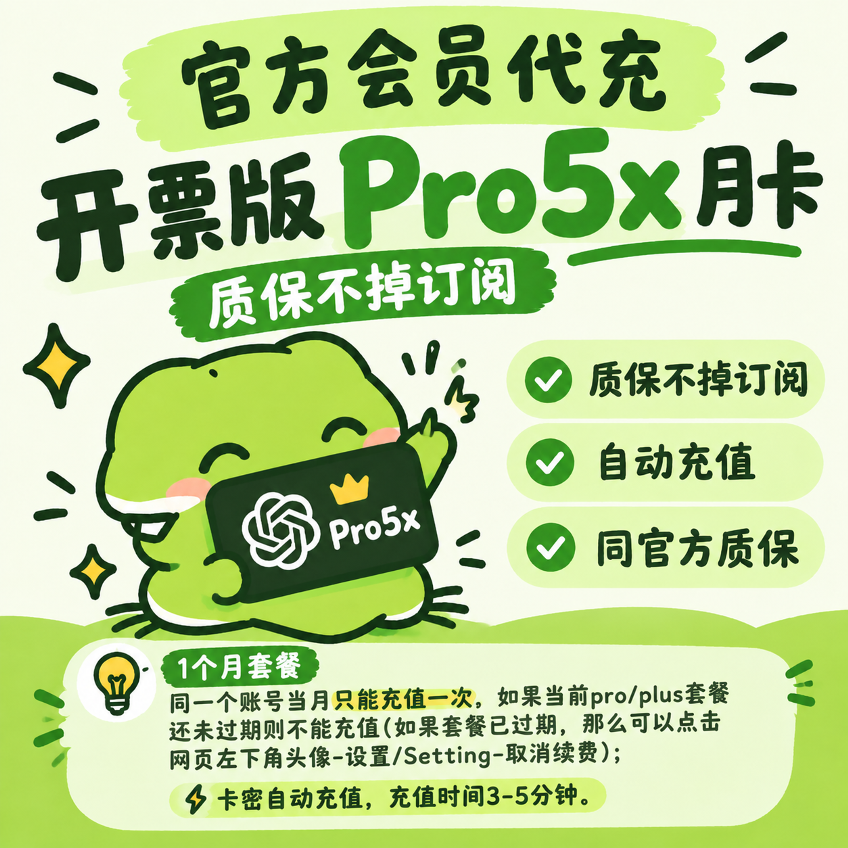 开票版 Pro5x月卡 质保不掉订阅 自动充值 同官方质保商品图片