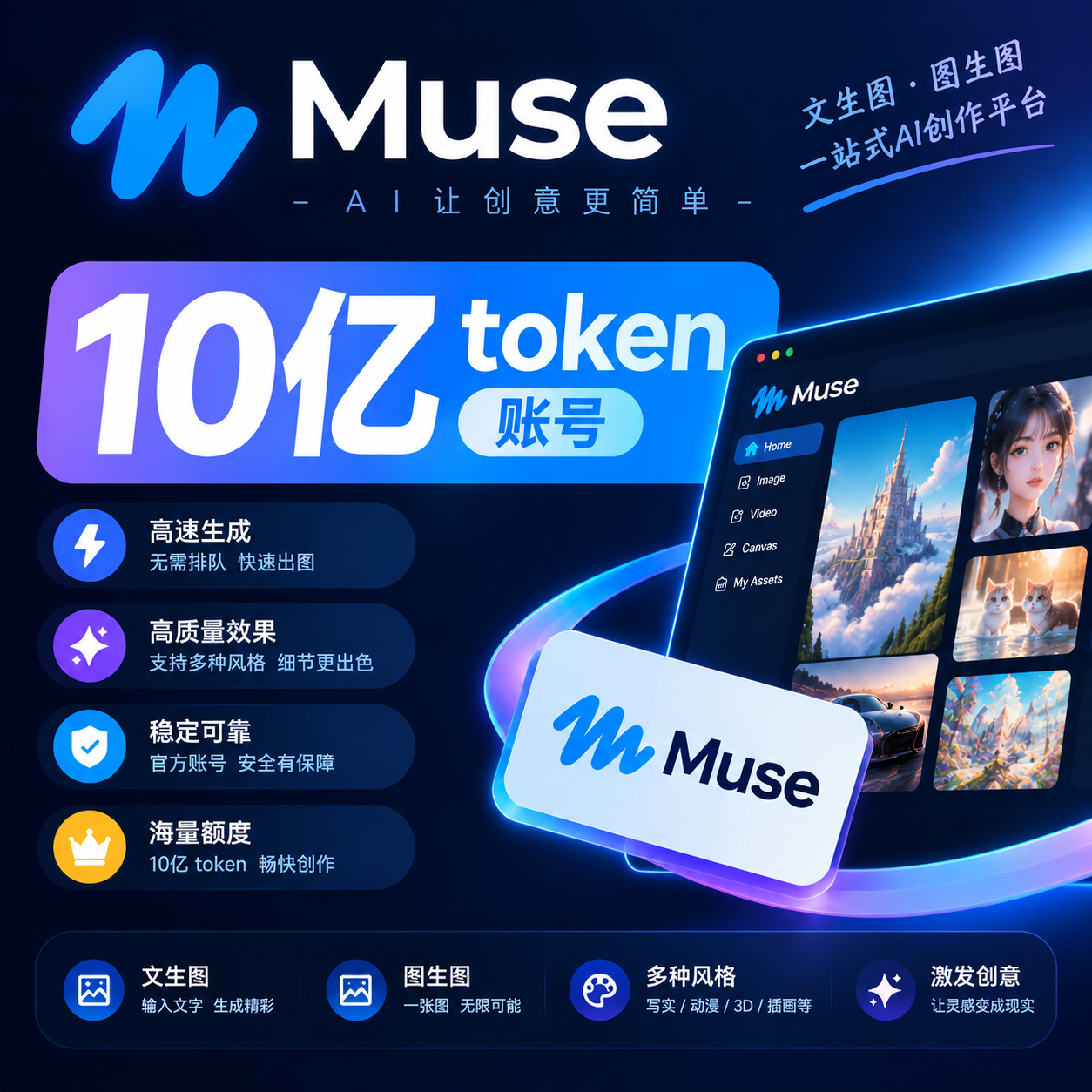 Muse AI 10亿token账号商品图片