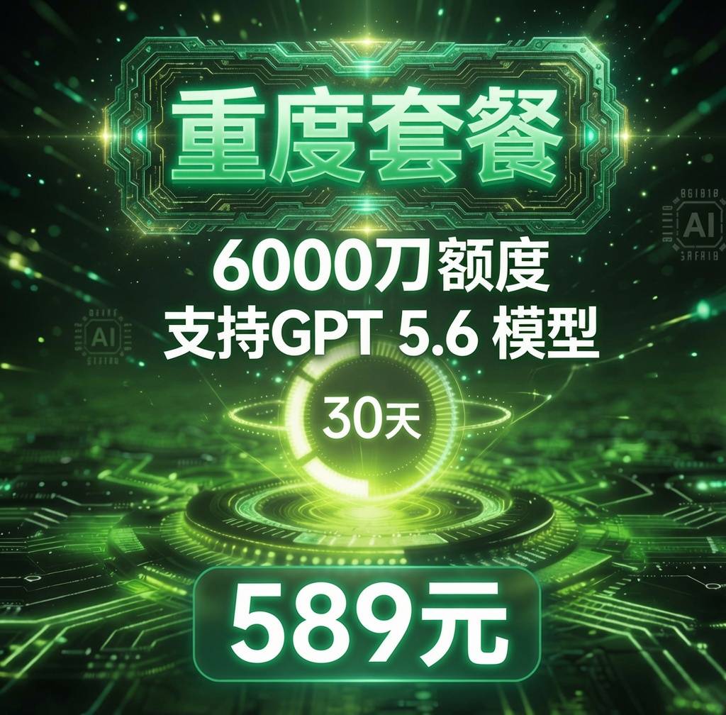 GPT中转 - 6000刀 - 589/30天 - 重度包