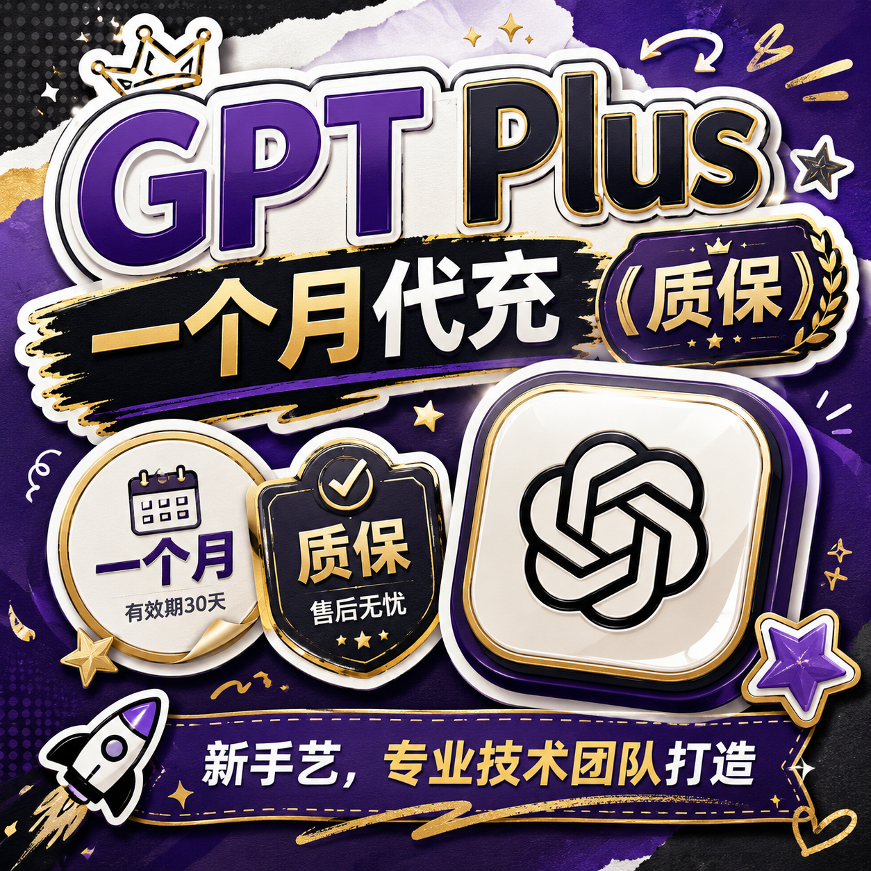 GPT 一个月 Plus 官方代充 （质保）商品图片