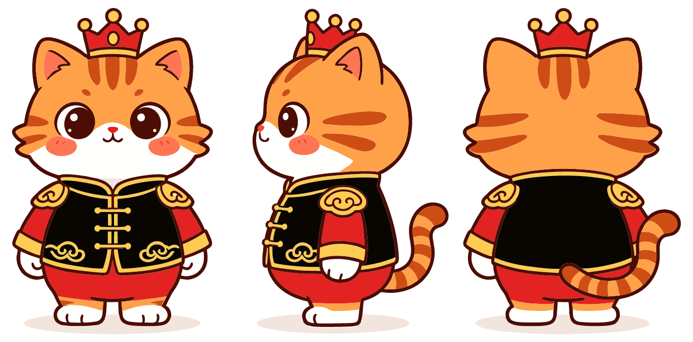 卡通猫咪三视图(矢量图)