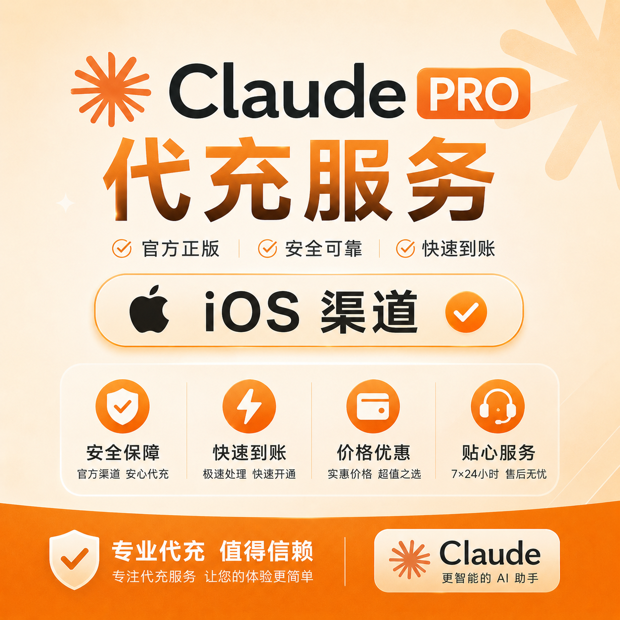 Claude Pro 正规秒到账 【IOS渠道质保订阅】【不包封号】商品图片