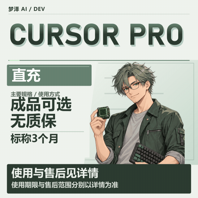 Cursor pro 3个月在线充值/成品|渠道礼品卡兑换|无质保,已稳定两个多月商品图片