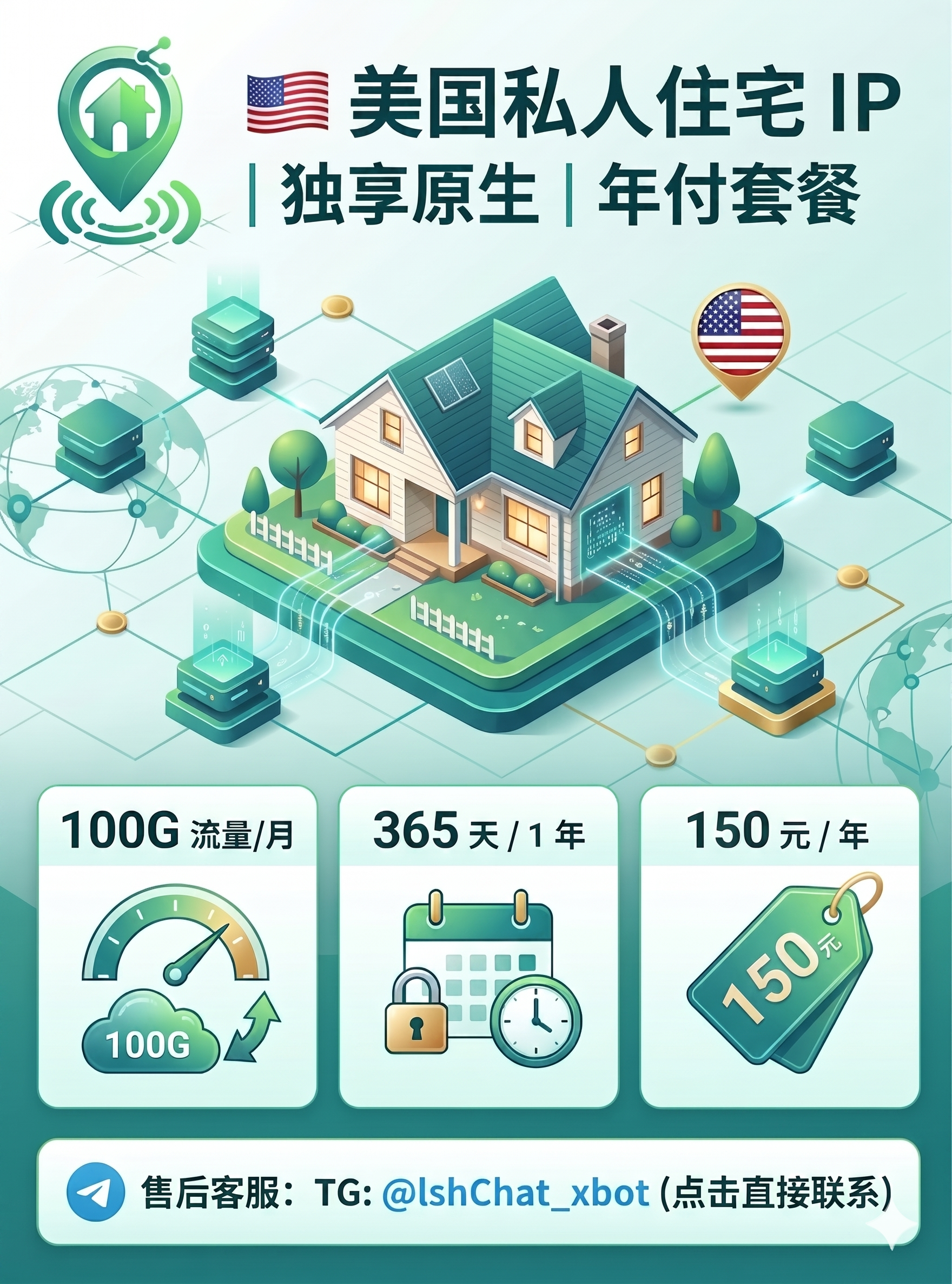🇺🇸 美国私人住宅IP ｜ 独享原生 ｜ 年付套餐商品图片