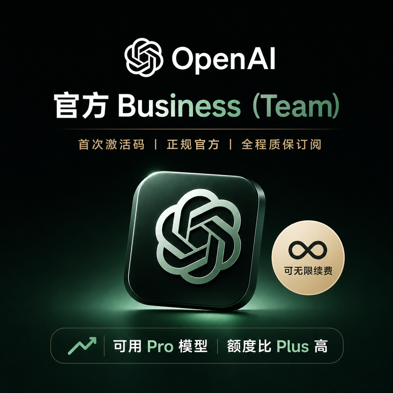g皮t 首次激活码 正规官方 标准business（team） 全程质保订阅，可无限续费，可用pro模型额度比plus高商品图片