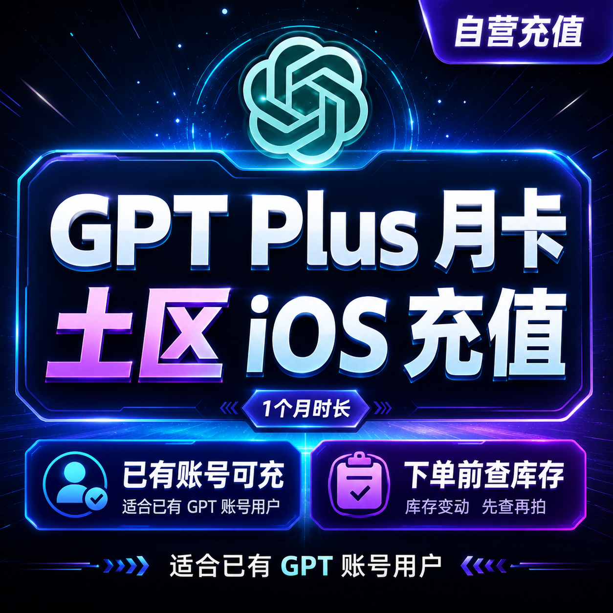 gpt plus 土区充值 【质保30天掉订阅，有账单】商品图片