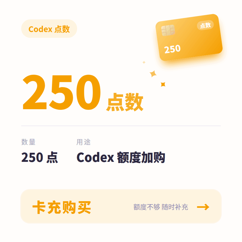 【官方充值】Codex 250额度 非Api商品图片