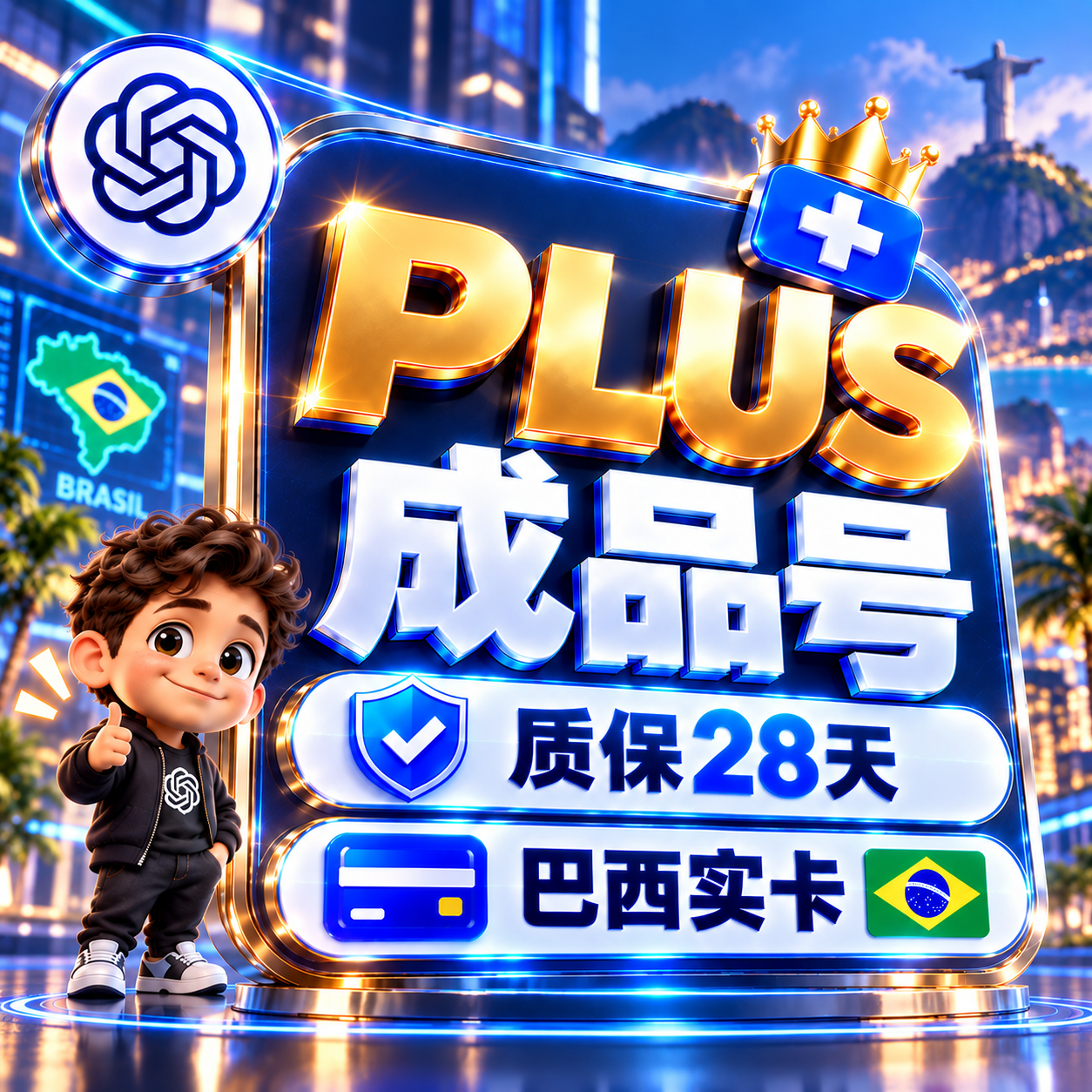 Plus | 独享成品 | 质保28天 | 巴西实卡稳定一个月