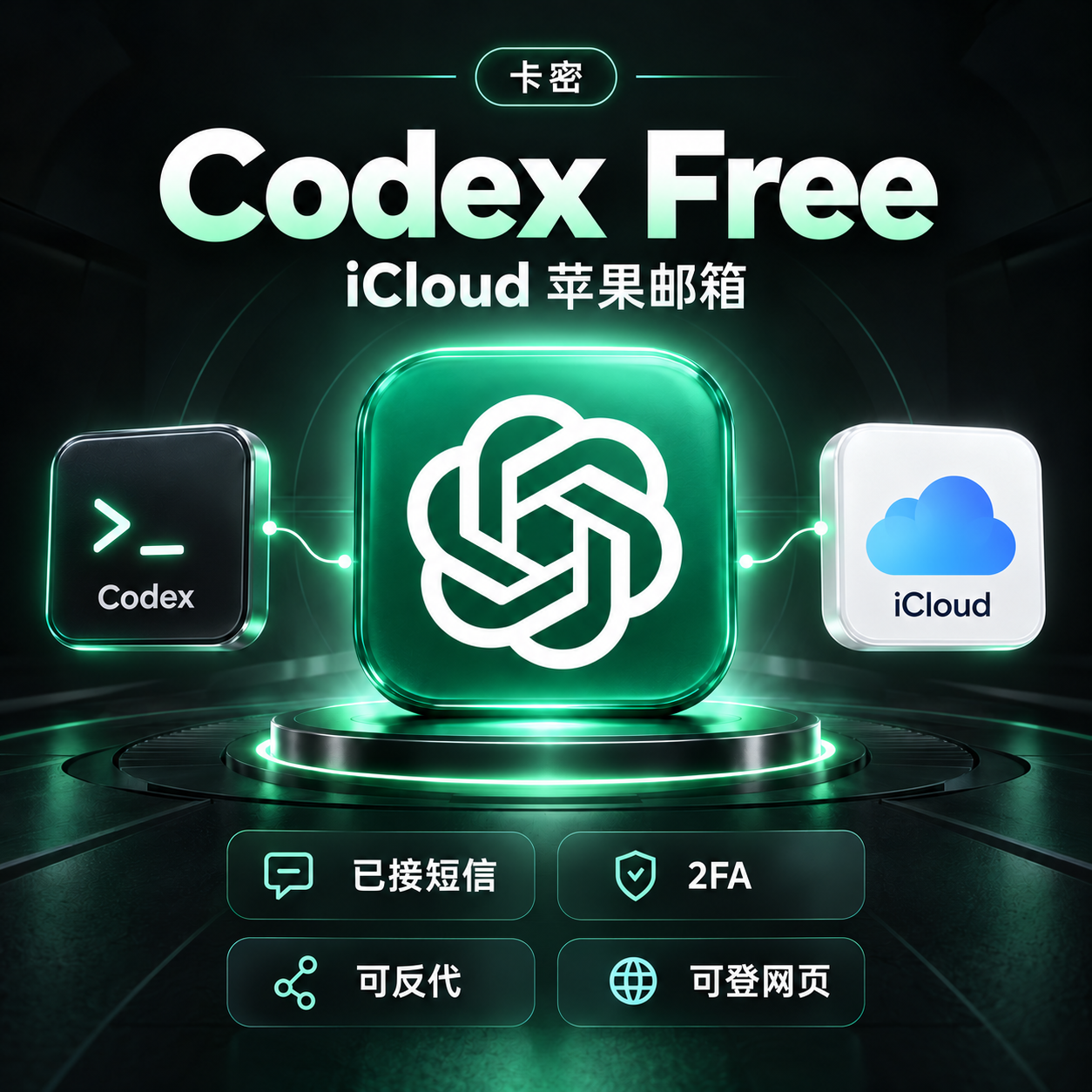 codex free 已接马 苹果邮箱 icloud 已接短信 2fa 支持网页/codex商品图片