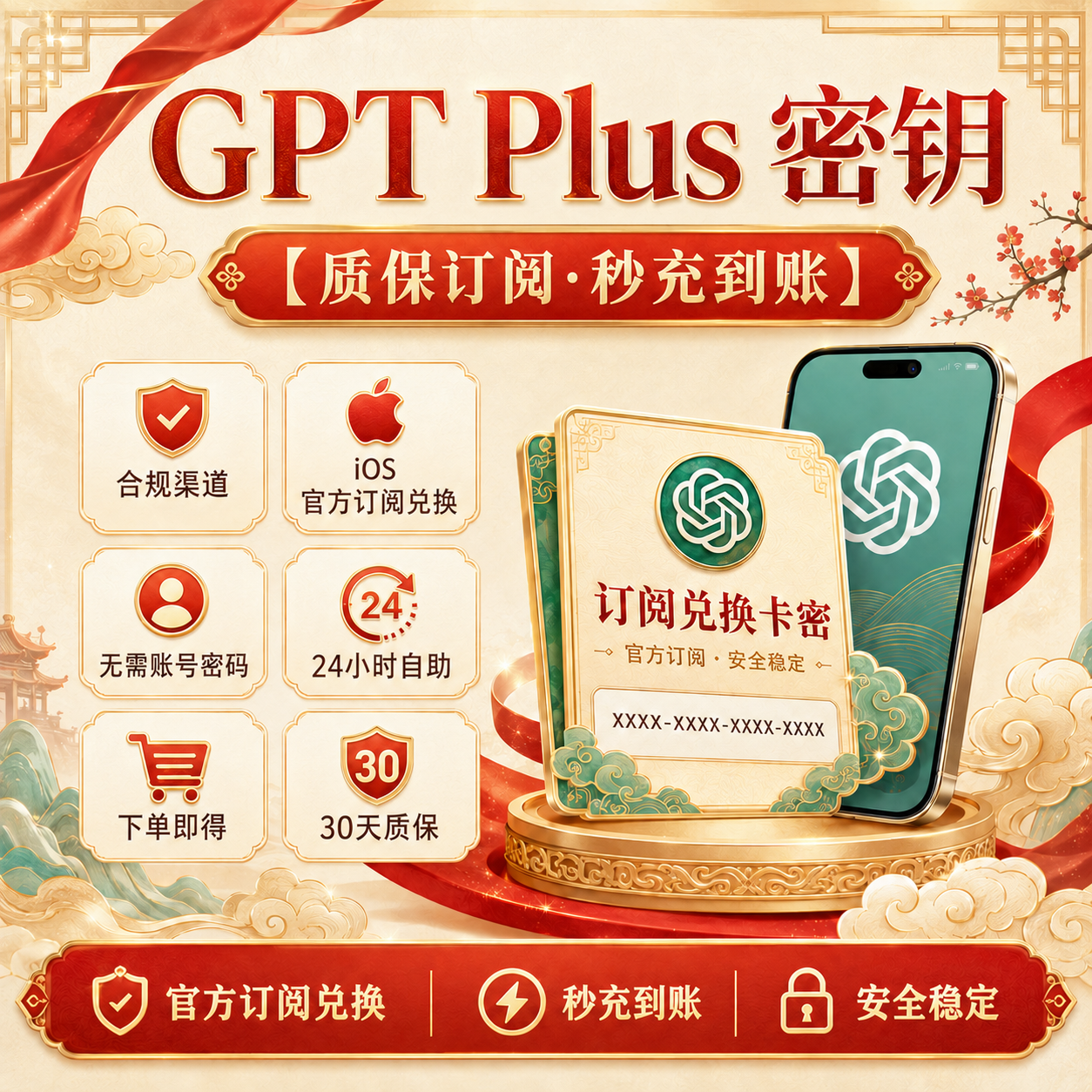 GPT PLUS 官方充值（开发票提前联系客服）(可覆盖充值)商品图片