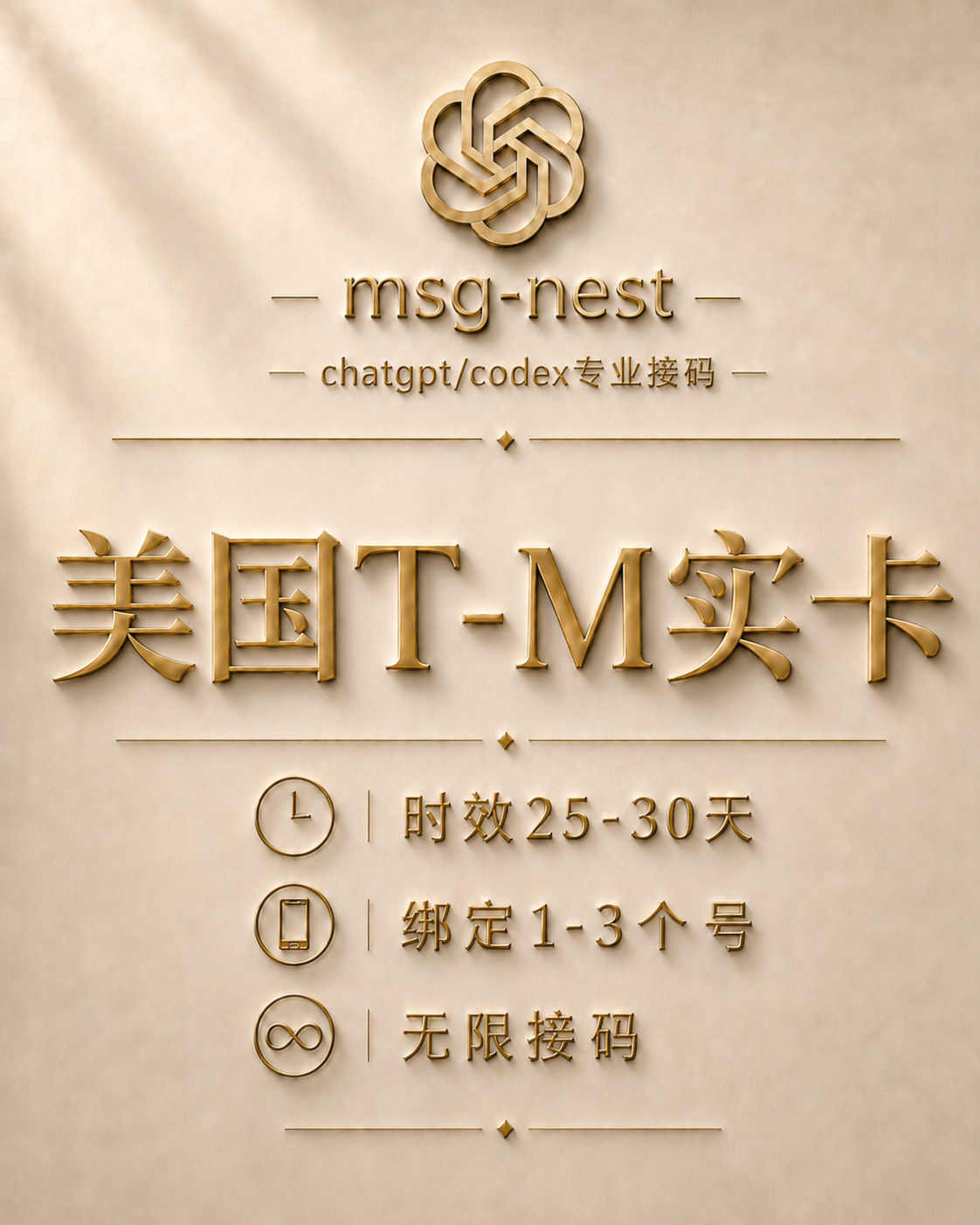 Codex长效接码【源头-美国运营商实卡】【超高质量-无限接码-自助换号】【19-30天】【基本三绑】商品图片