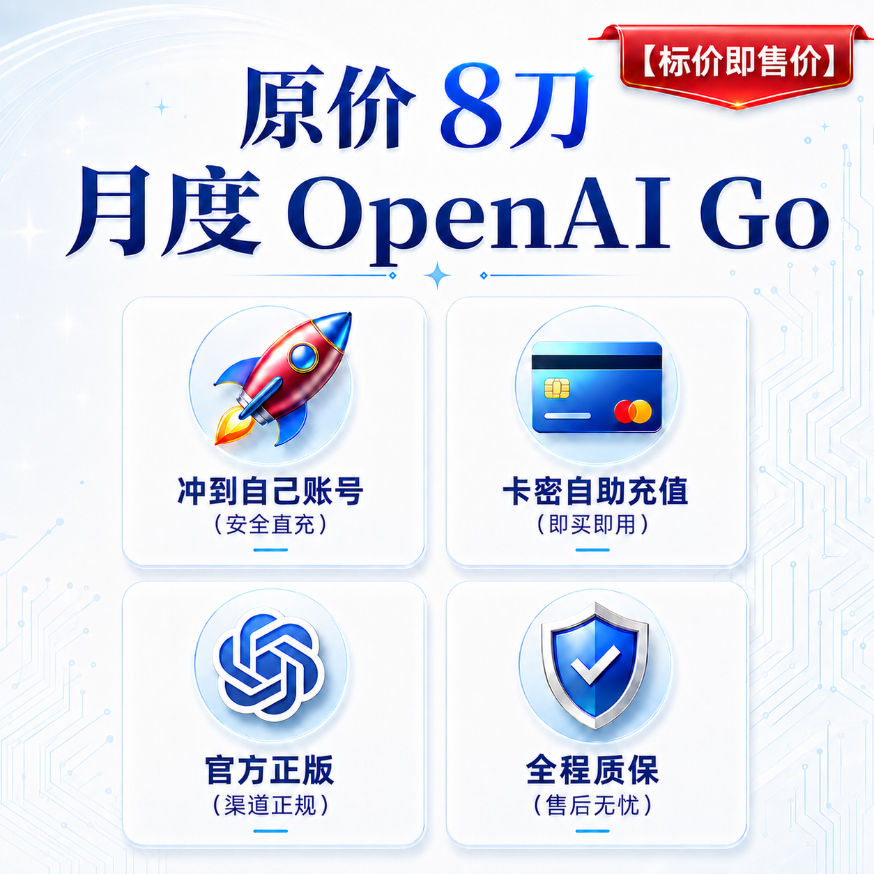 OpenAI充值码，对应8美元一个月的Go订阅商品图片