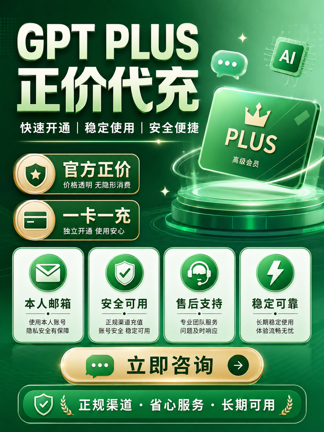 GPT Plus 1个月～【质保30天】