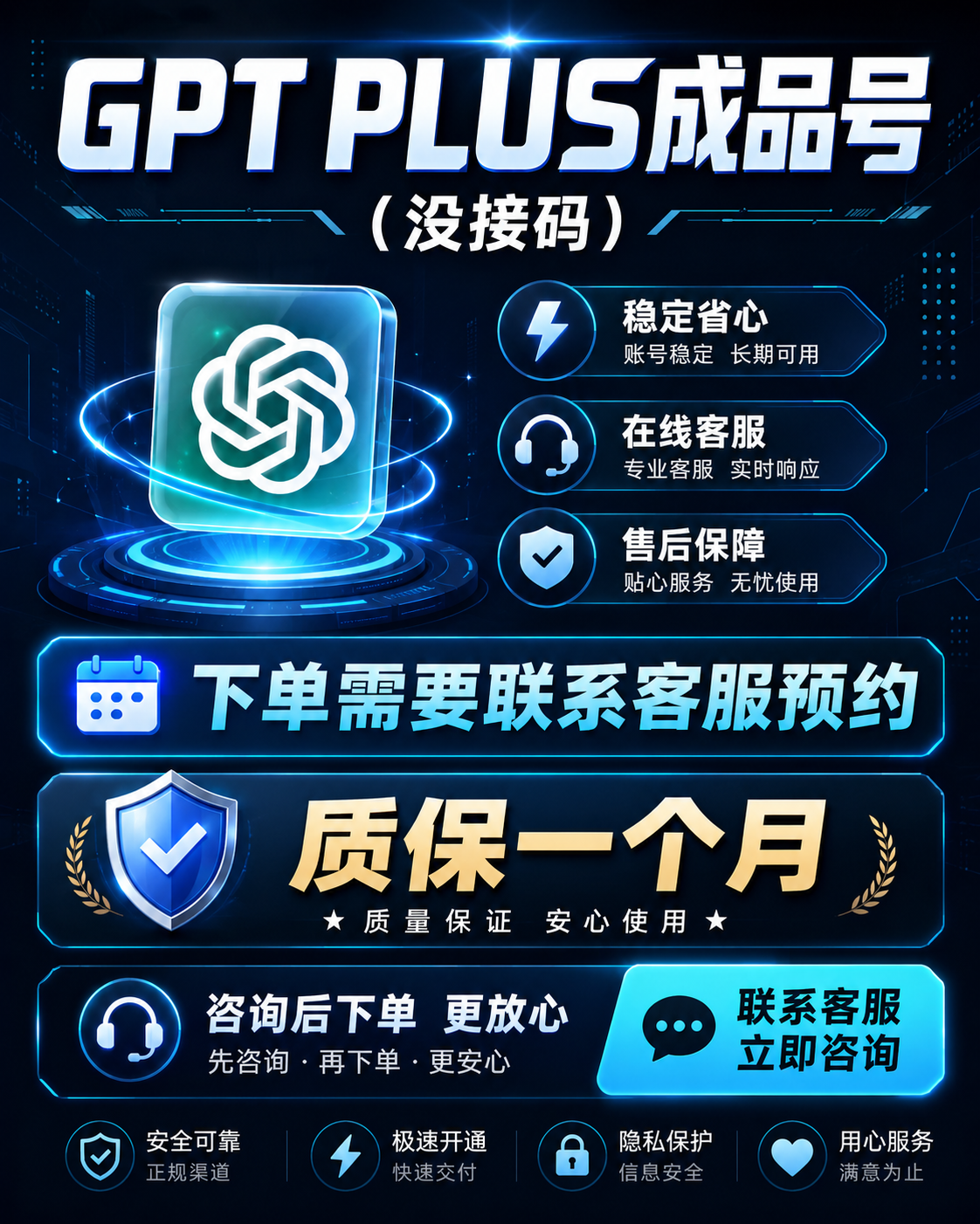 GPT PLUS成品号（没接码）（下单需要联系客服预约） 质保一个月的商品图片