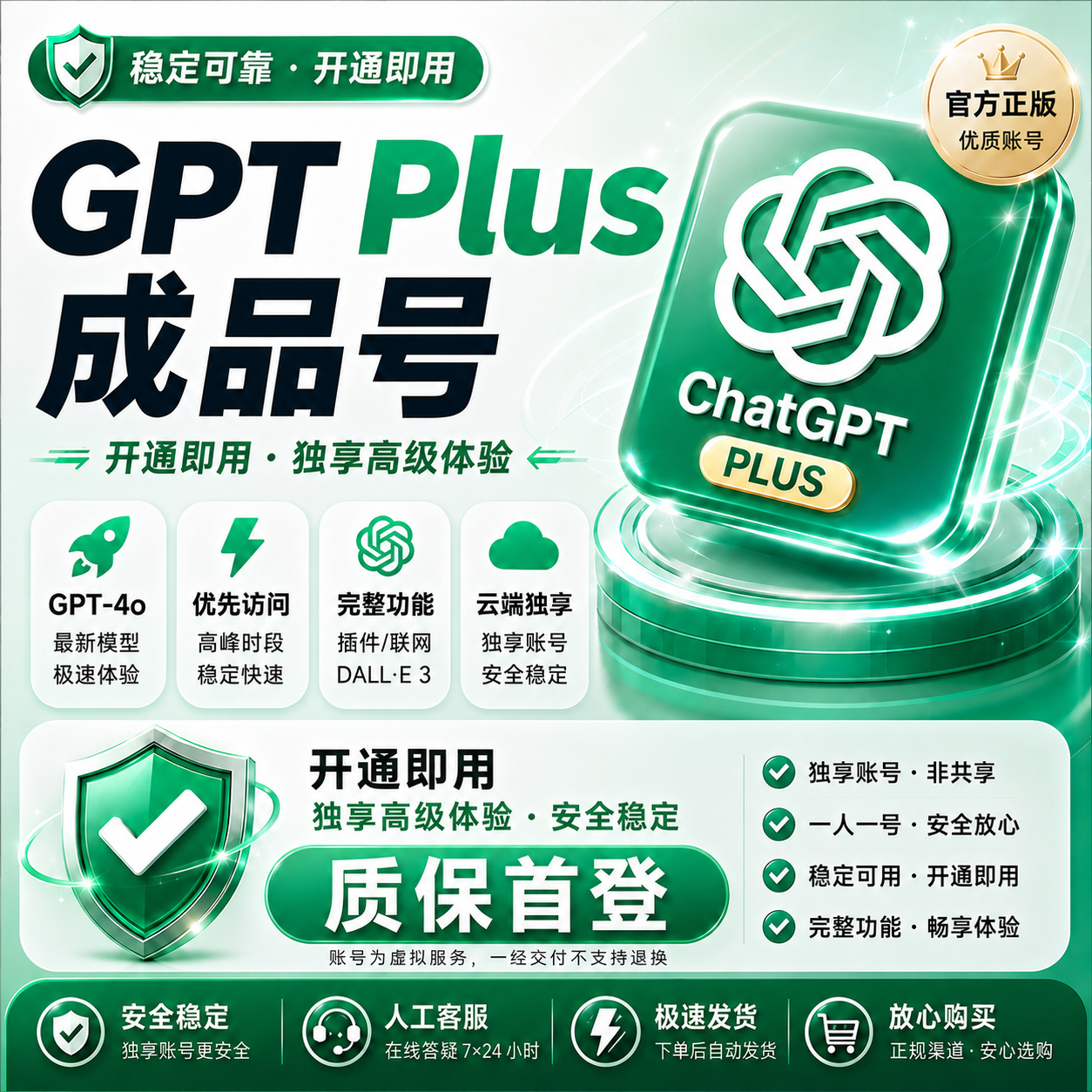 chatgptplus成品号质保首登商品图片