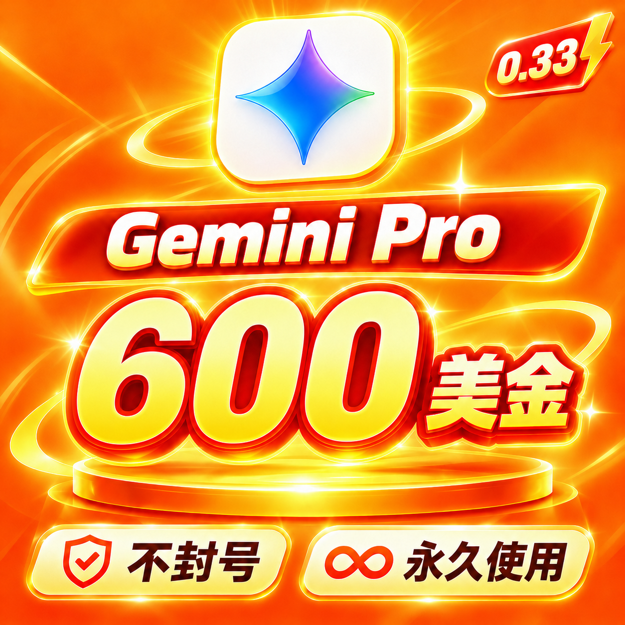 🔥Gemini Pro额度｜600美金｜gemini-flash 3.7｜nano Banna pro商品图片