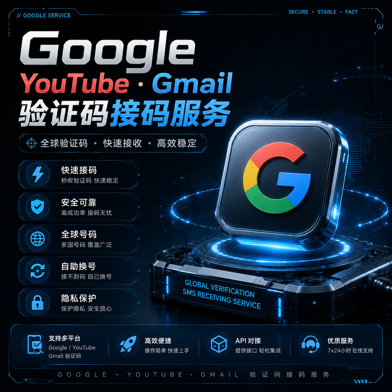 Google,youtube,Gmail 单次短信服务 | 渠道2商品图片
