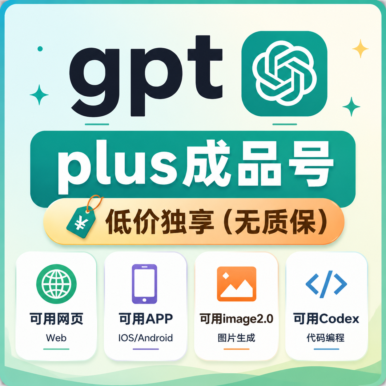 【icloud最稳渠道】ChatGPT成品号 ChatGPTPlus成品号 ChatGPTPlus月卡成品号(质保首登)商品图片
