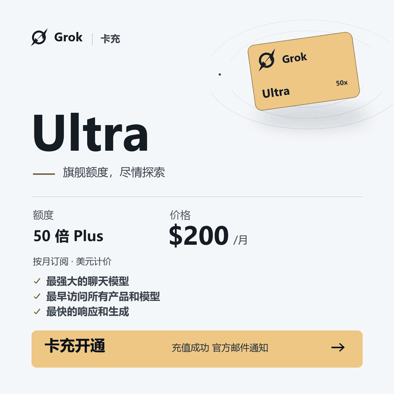【新版GroK四合一】卡充GroK Ultra 200$【官冲】 质保30天订阅商品图片