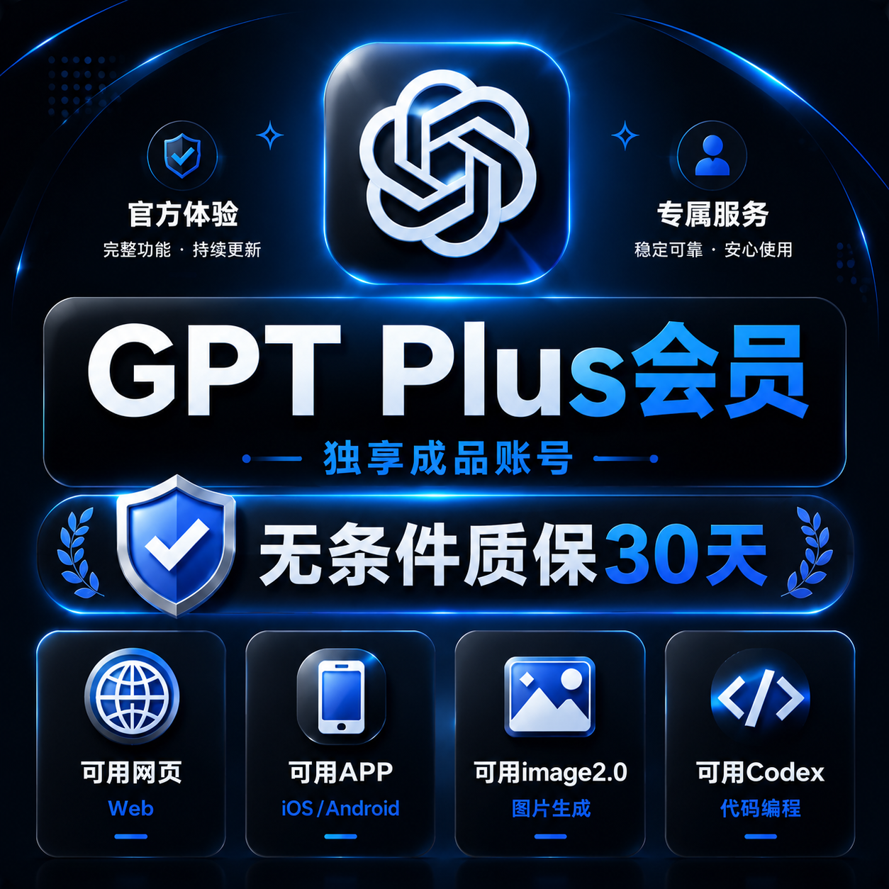 【质保30天】ChatGPT成品号 ChatGPTPlus成品号 ChatGPTPlus月卡成品号商品图片