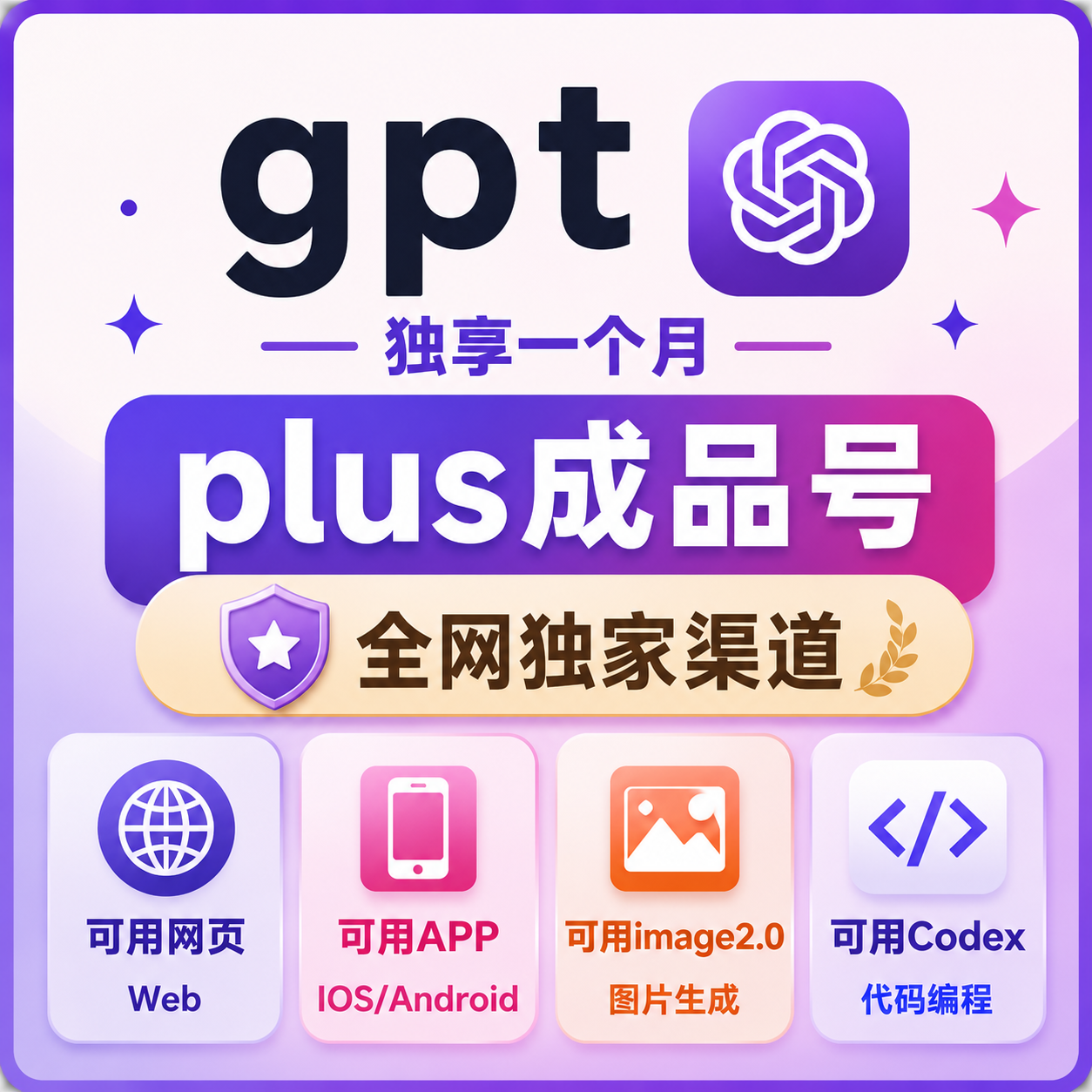 【7月12日新技术】ChatGPT成品号 ChatGPTPlus成品号 ChatGPTPlus月卡成品号-质保24H商品图片