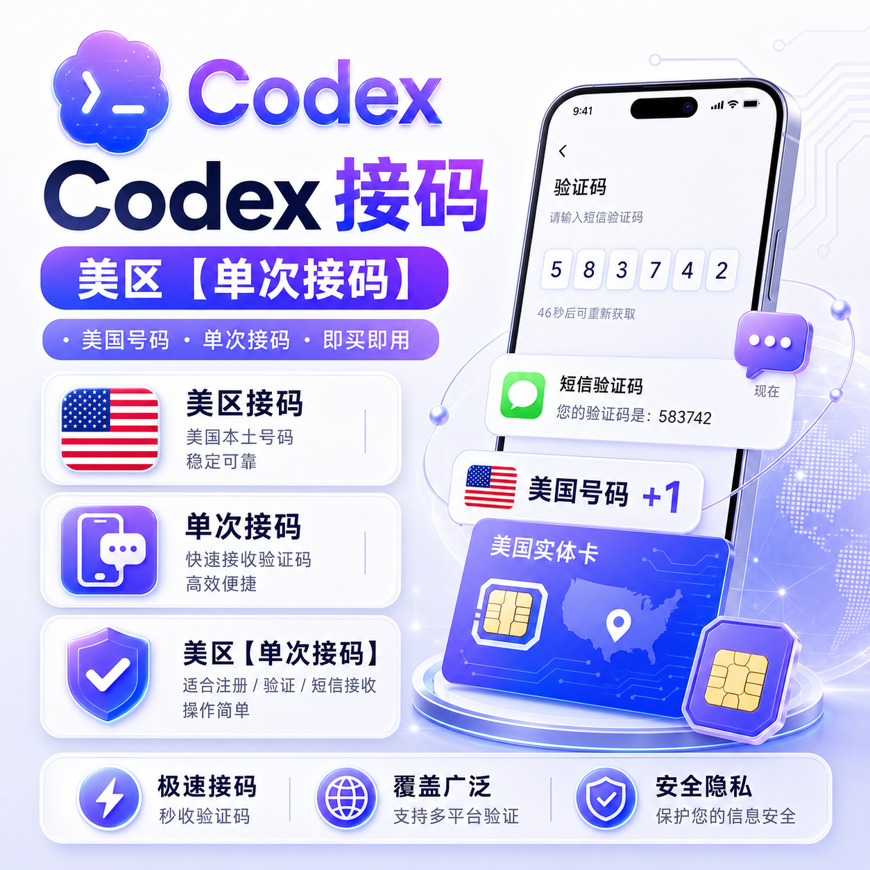 Codex 接码  美区 【单次接码】