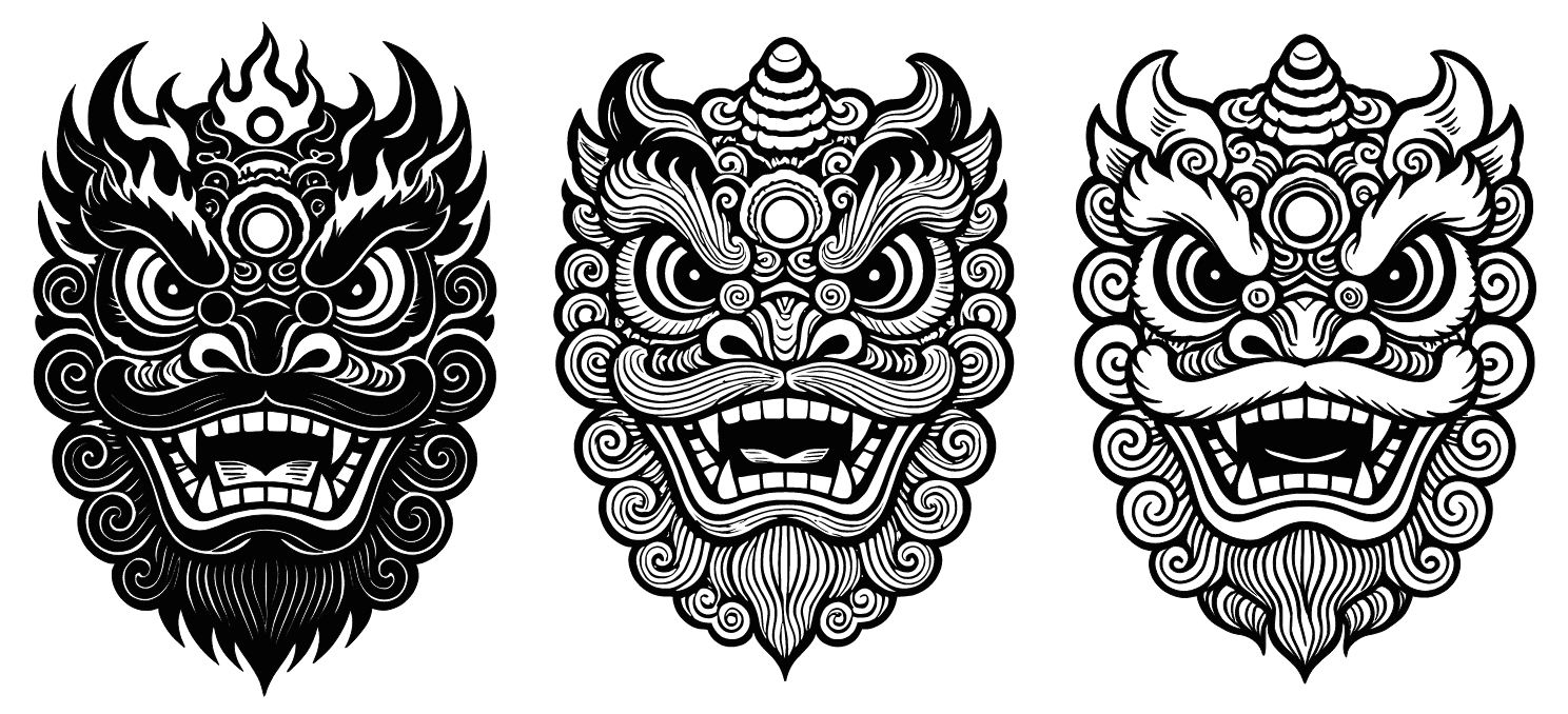 舞狮面具头【矢量图】