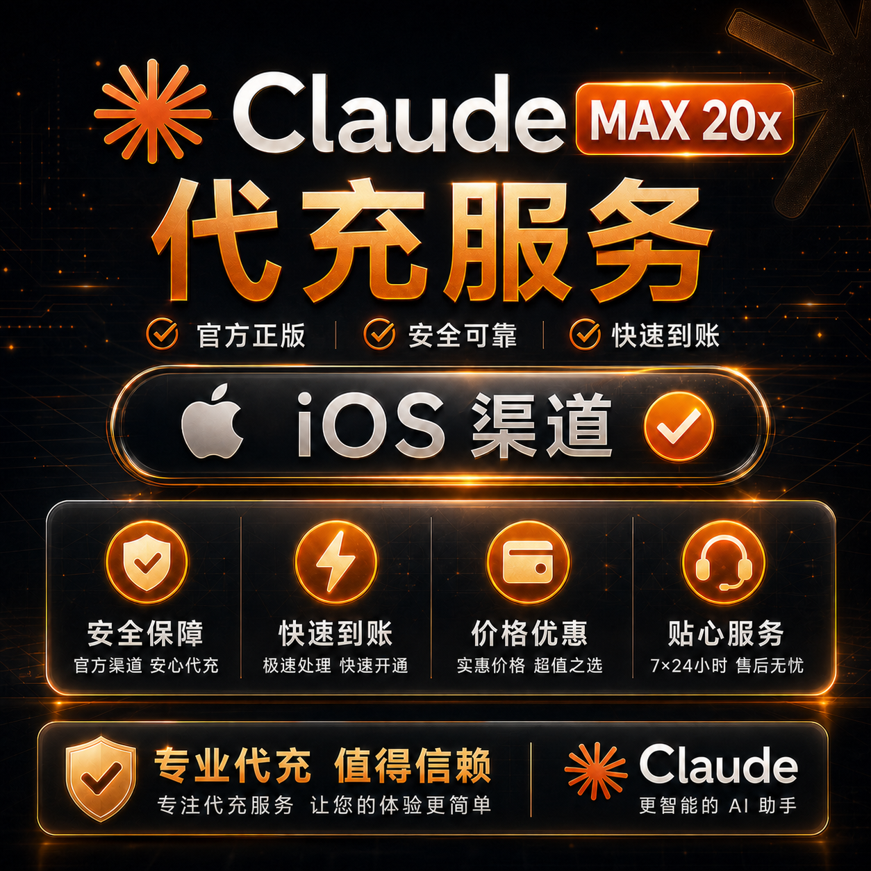 【全自动秒到】Claude MAX 20x 会员官方直充 【正规IOS保障】 24H自助卡密续费商品图片