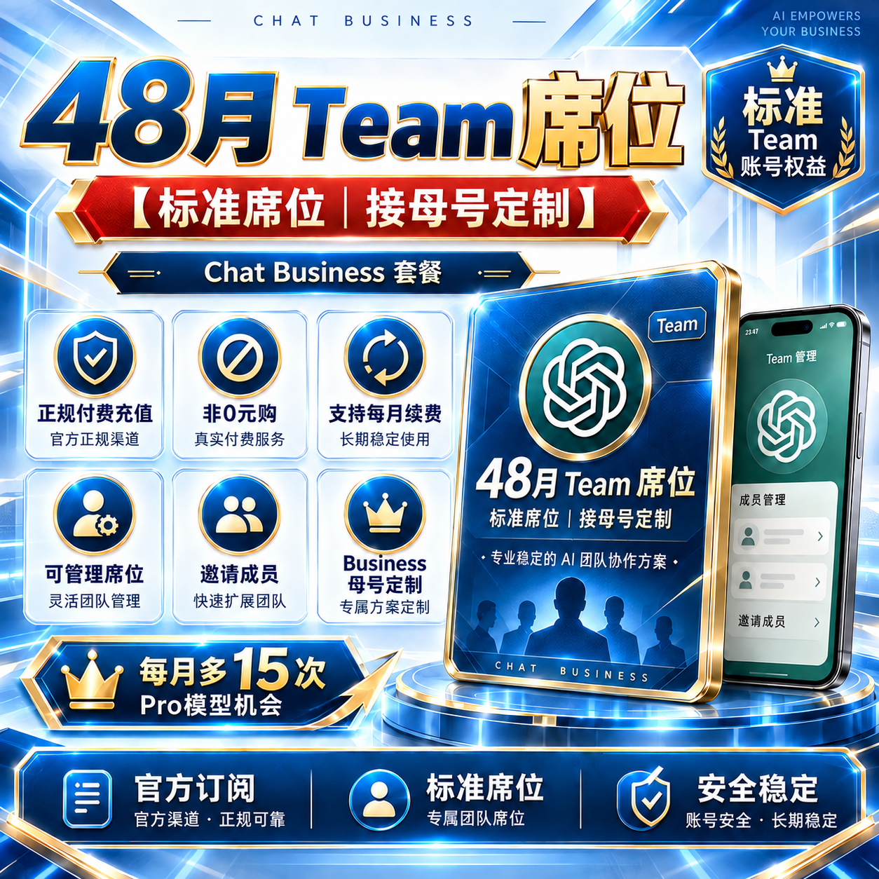 【质保一个月且长期稳定】48个月AI Codex Business/team标准席位【可续费且随时上车】商品图片