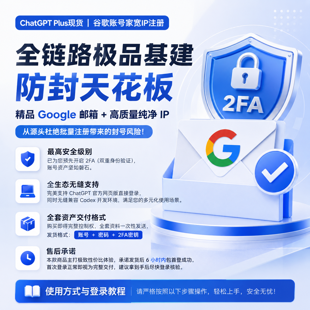 【已接码】爆款ChatGPT Plus现货  | 谷歌账号家宽IP注册商品图片