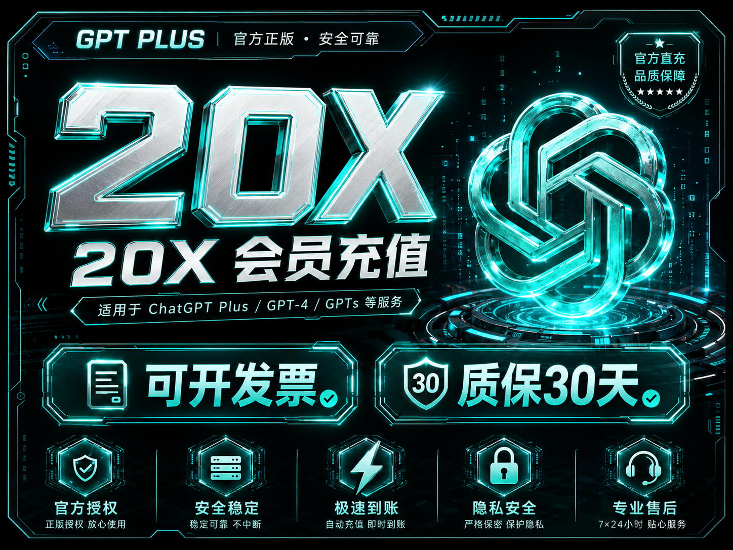 【可开发票带质保】Gpt Pro 20x会员菲区订阅 可开发票 质保订阅30天缩略图