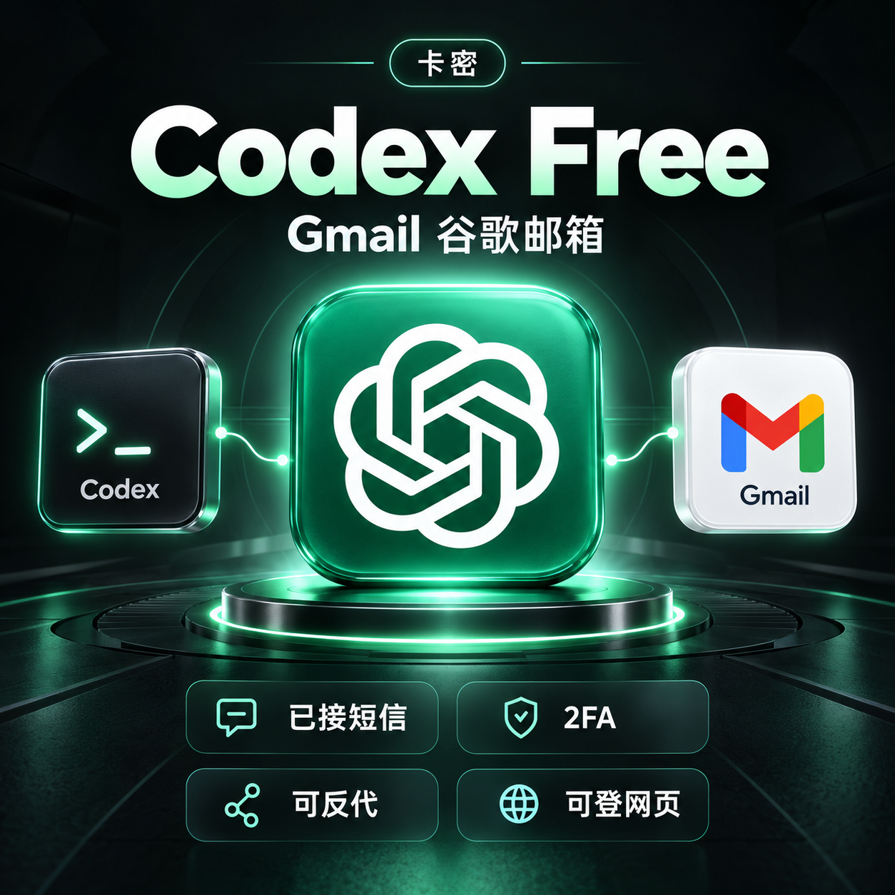 codex free 已接马 谷歌邮箱 gmail 已接短信 2fa 可反代 可登网页