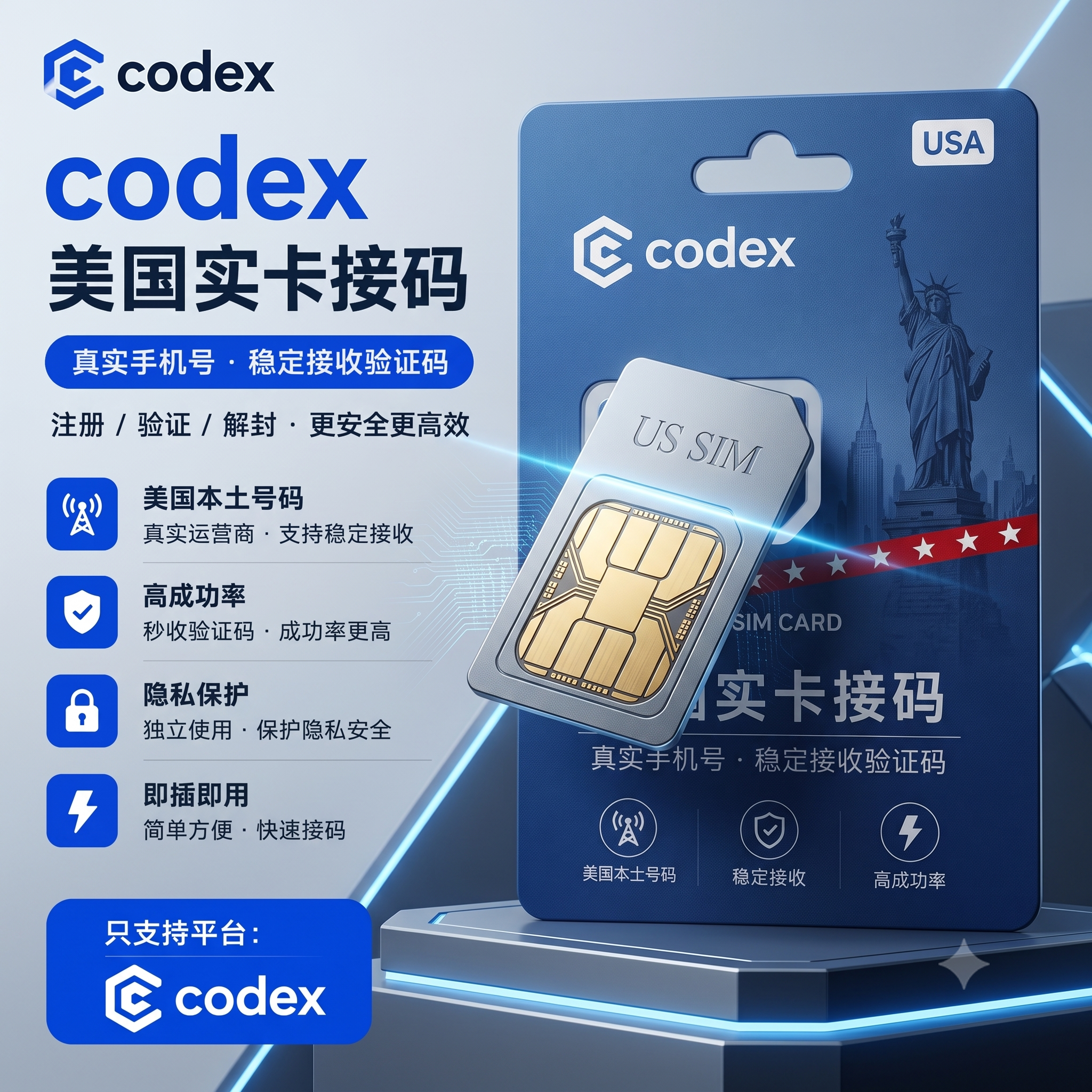 美实卡 Codex接码过验证 长效20-25天｜质保首接商品图片