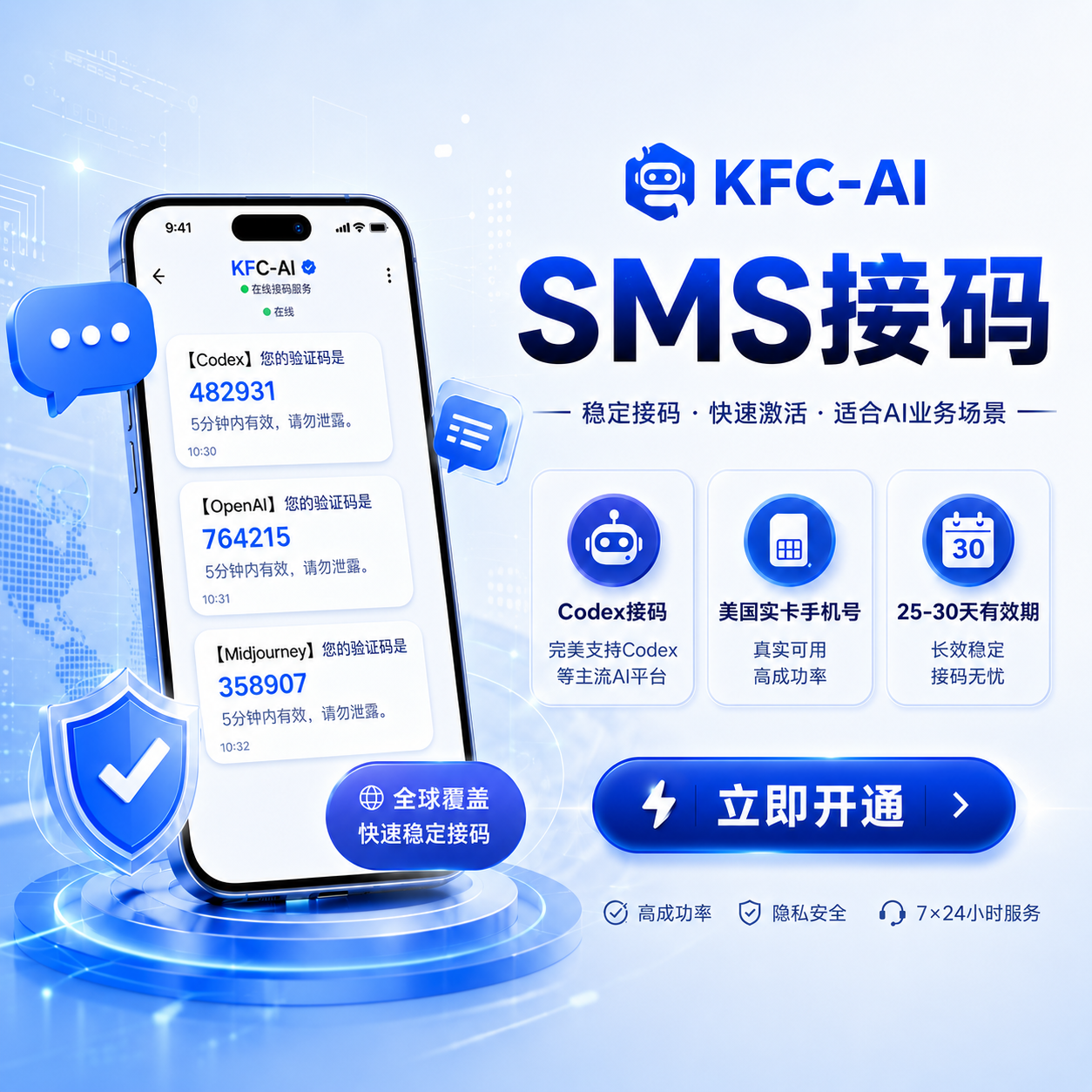 Codex/OpenAI接-美国实卡-30天有效期  有效期内可无限接码（美区30天实体卡）缩略图