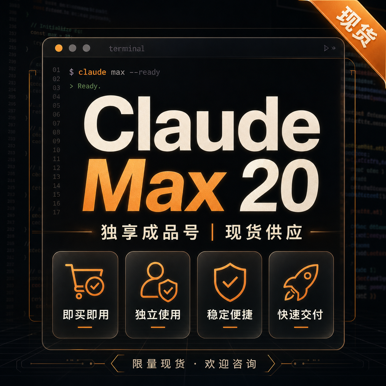 Claude Max 20 独享成品号🈶现货商品图片