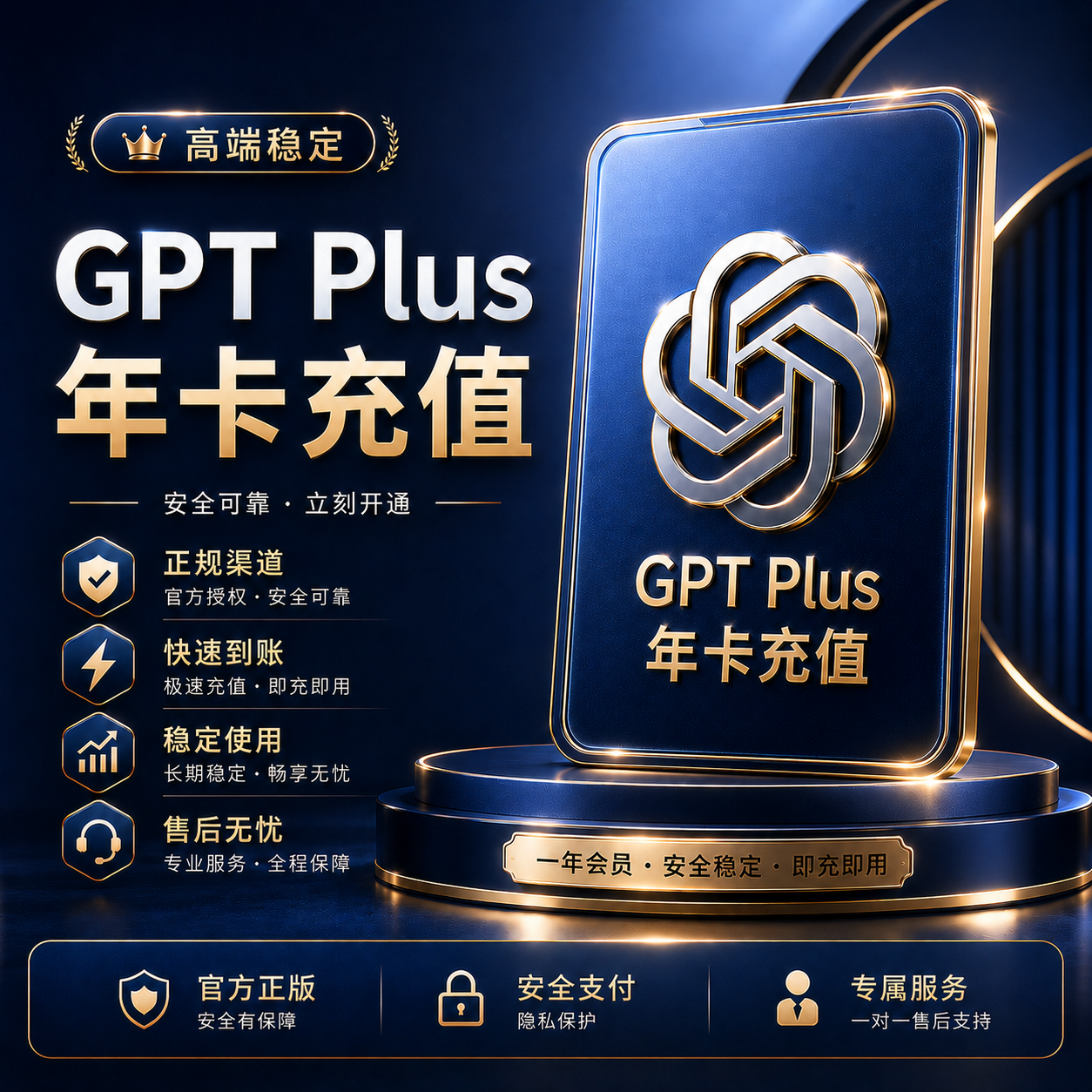 GPT Plus 【年卡】 正规代充秒到账 【质保订阅】商品图片