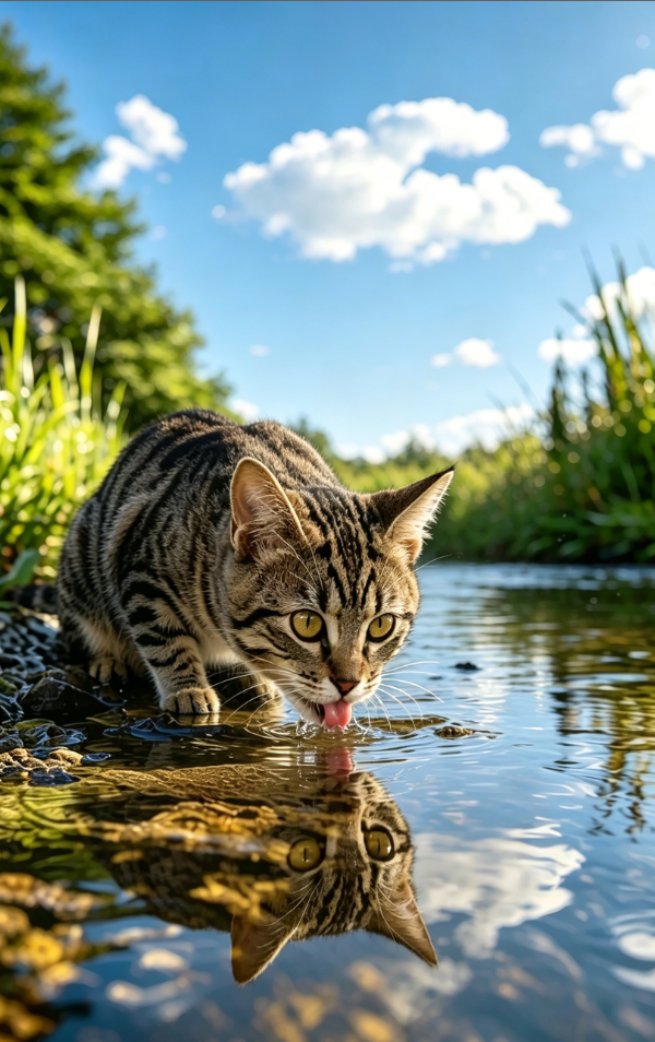 在喝水的猫