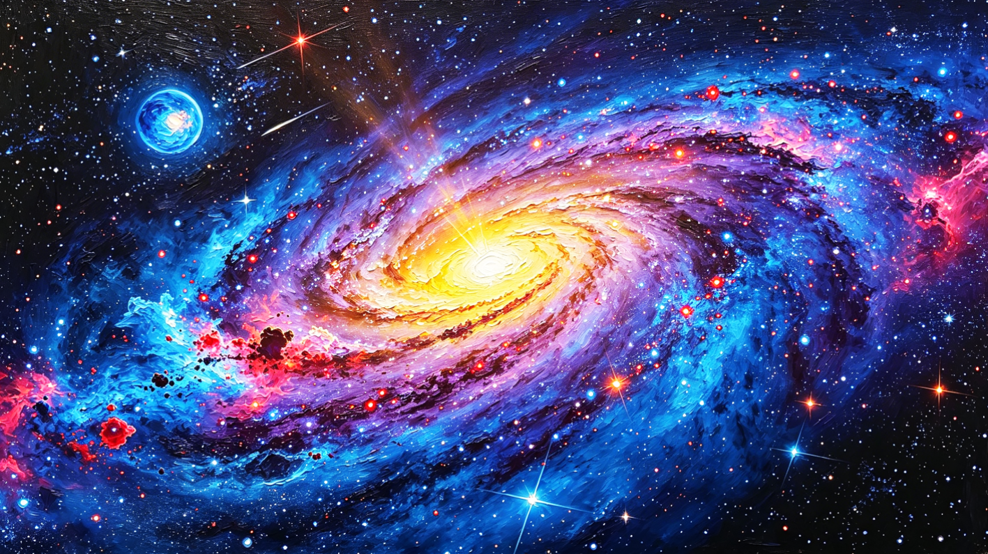 宇宙星系浪漫神秘的氛围感【油画】
