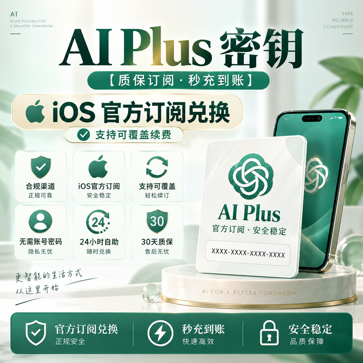 Plus 美区IOS渠道 cdk【质保订阅~秒充-可覆盖~可续费-任何号可用】【店长主推】【周末特惠】商品图片