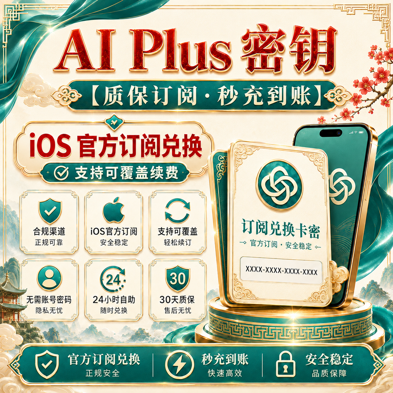 Plus IOS渠道 cdk【质保订阅~秒充】（安卓可用~可覆盖~）商品图片