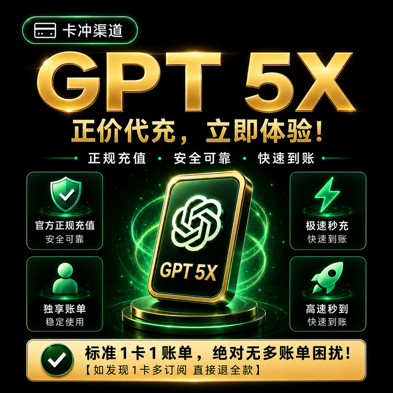 【埃及】卡充 GPT 5x Pro CDK 官网正规充值 一卡一绑 支持续费商品图片
