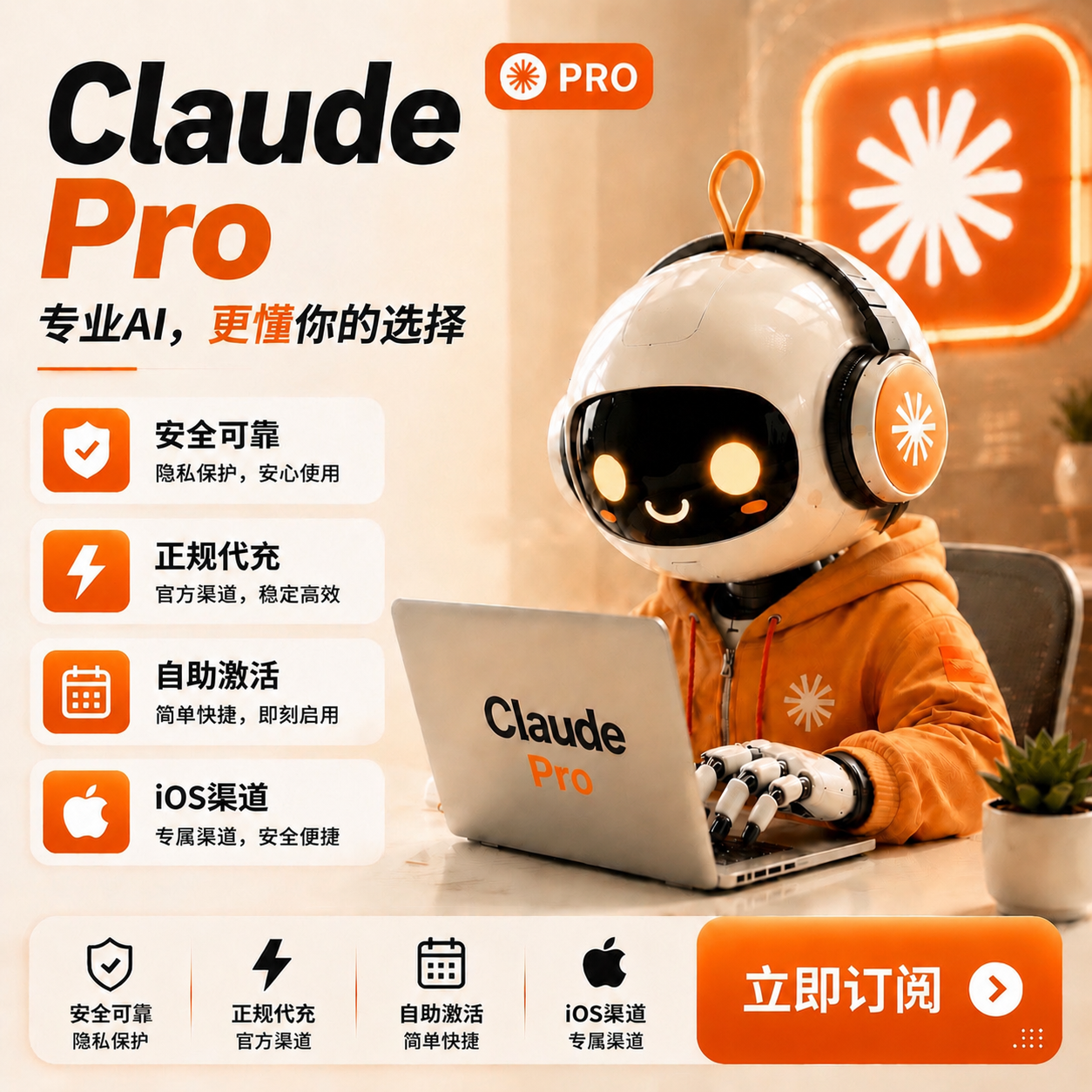 Claude Pro 正规秒到账 【IOS渠道质保订阅】商品图片