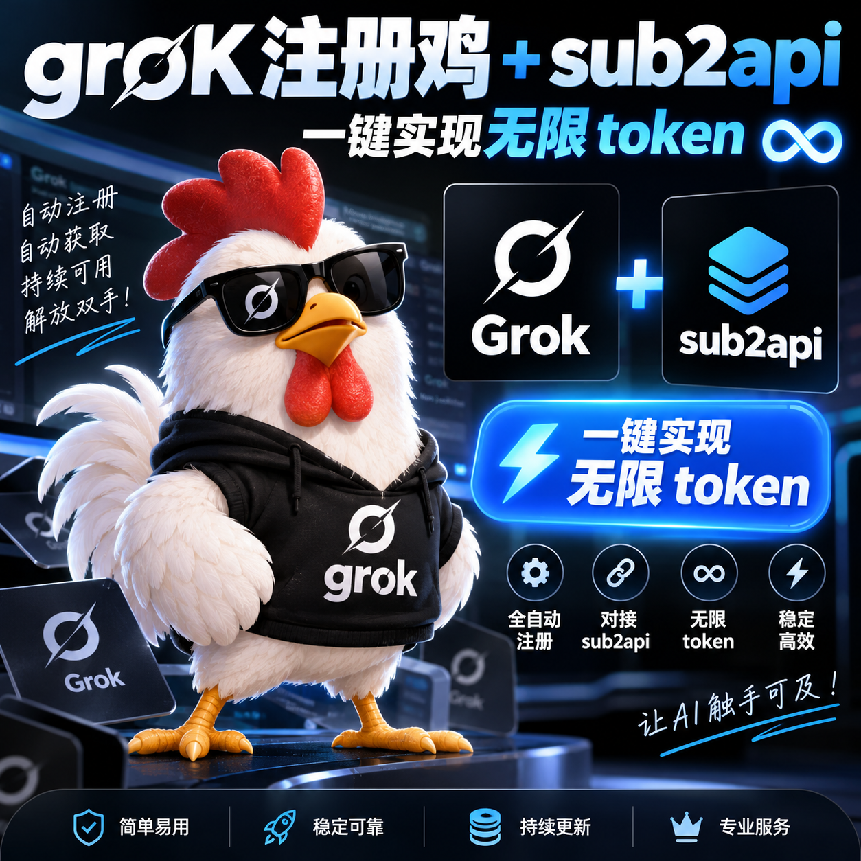 groK注册鸡+反代软件 一键实现无限token商品图片