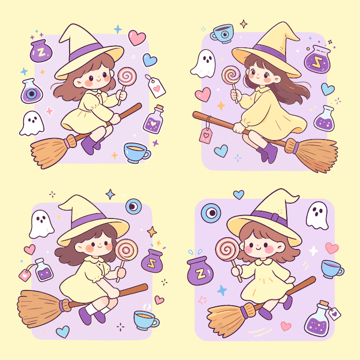 卡通女巫小孩【矢量图】