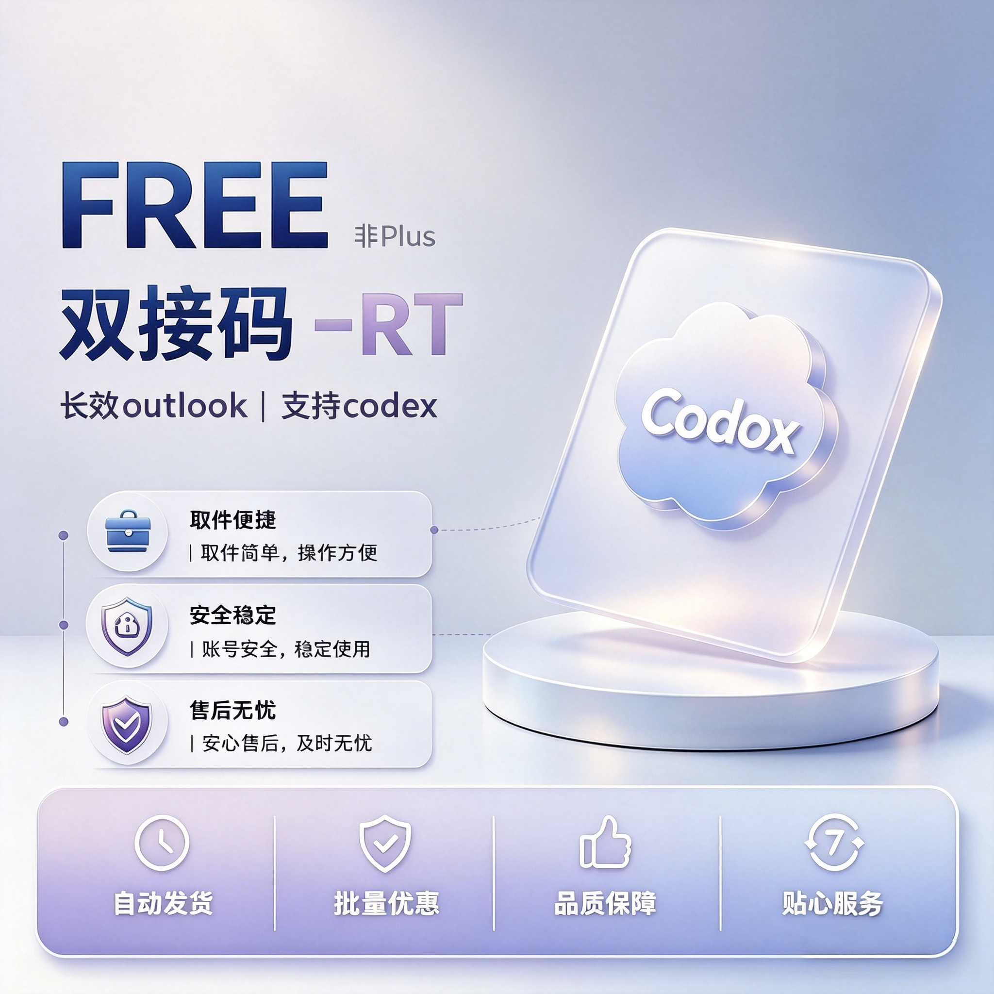 Gpt Free| 双接码+RT| 可用codex商品图片